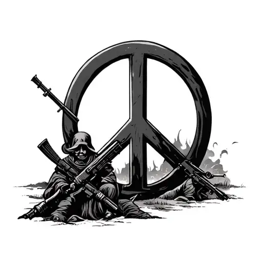 Peace Symbol And War Scene
