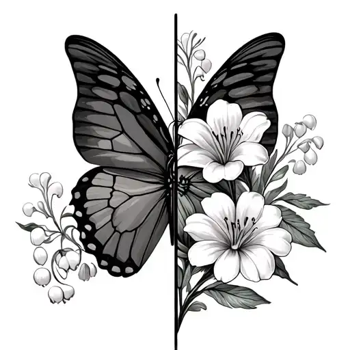 Butterfly Where Half The Butterfly Is Flowers Using Lily Of The Valley And Marigolds