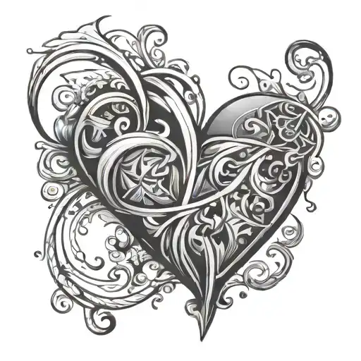 Incomplete Heart Outline Tattoo Design