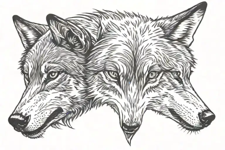 Wolf Face Half Virtual Half Real