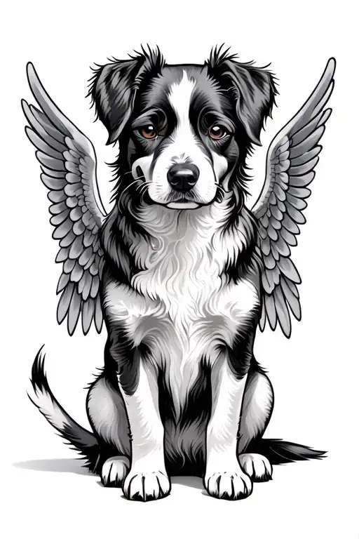 Dog With Wings Sitting