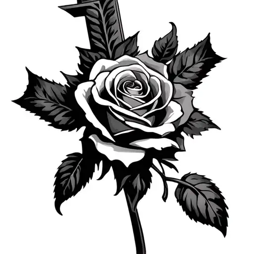 Rose And Christian Cross