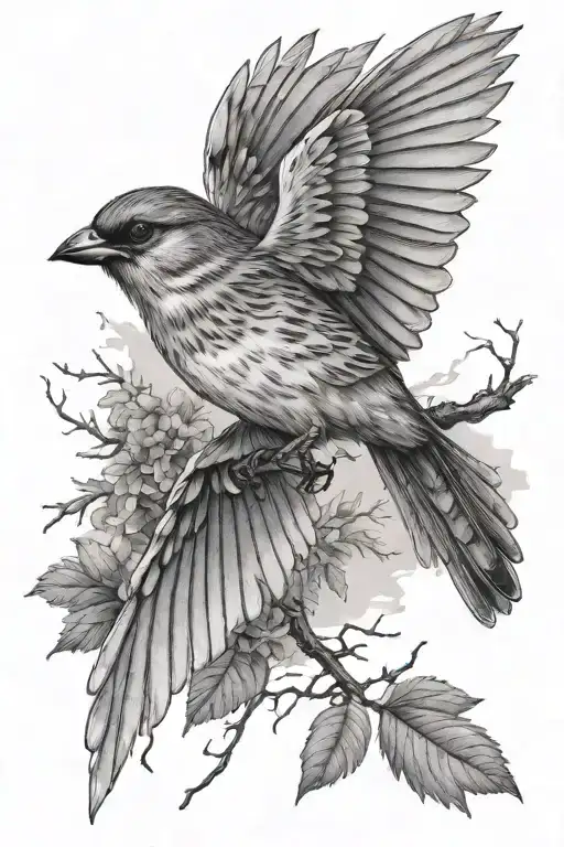 Sparrow Flying Near Trees And A River