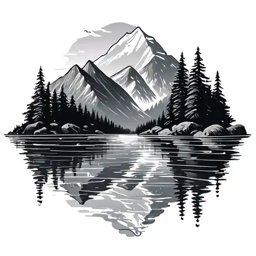 Mountains And Lake Reflecting