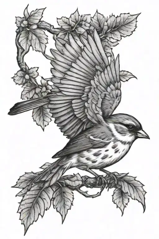 Small Sparrow Flying Around Trees