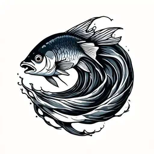 Signe And Fish In The Shape Of A Wave