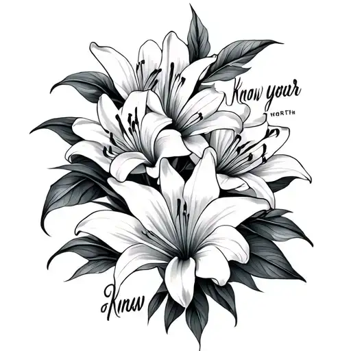 Know Your Worth Text With Lily Flowers Blooming