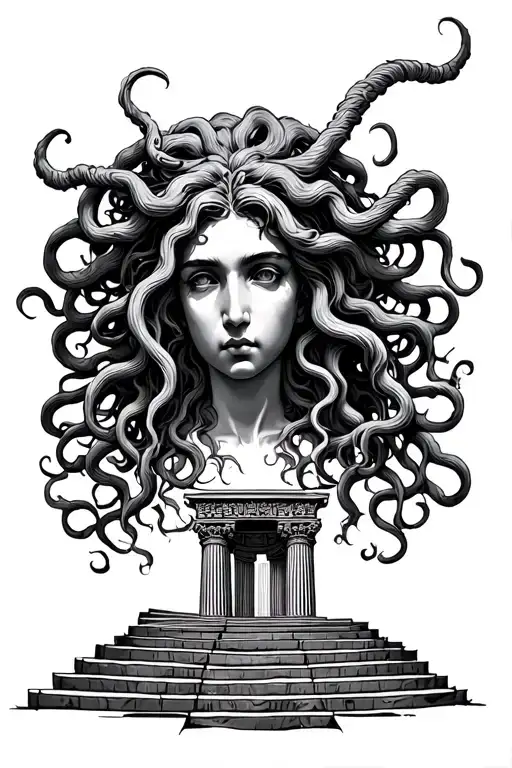 Medusa And Greek Temple Gate