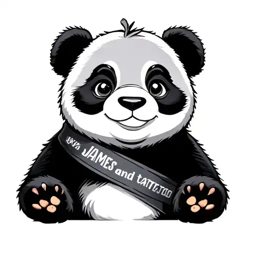 Baby Panda With Sash Across His Chest That Says James