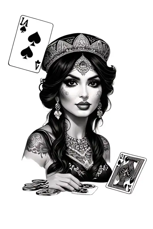 Chicano Girl With Playing Cards