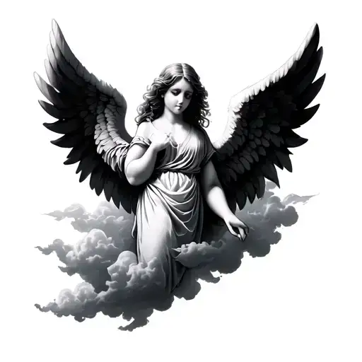 Angel Wings With Clouds