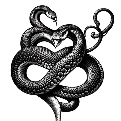 Snake Wrapping Around A Love Heart