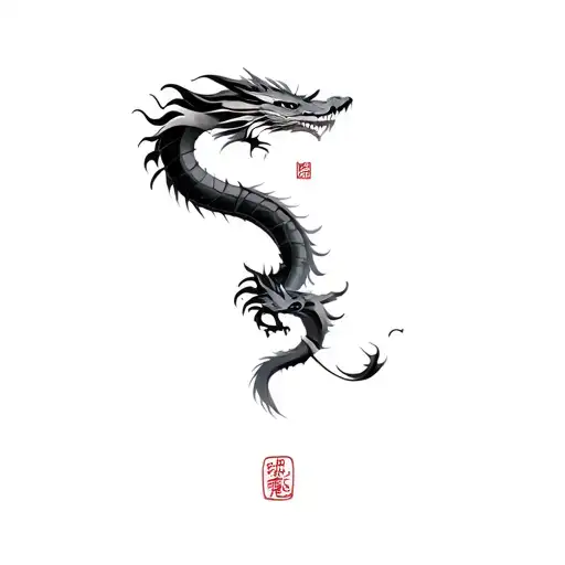 Minimalist Small Japanese Dragon Wrapped Loosely