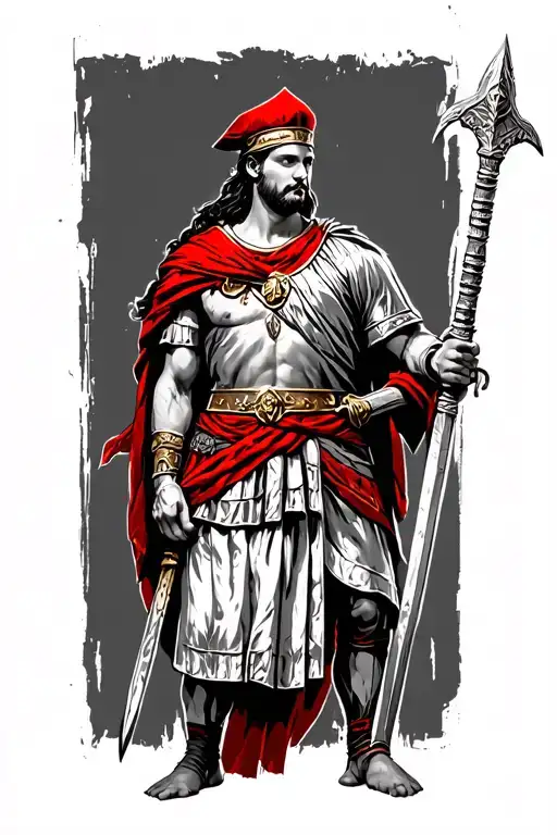 Standing Roman Warrior With Red Cap