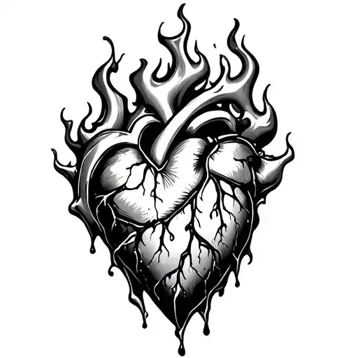 The Heart In The Form Of A Flame Is Cooled By Icy Veins