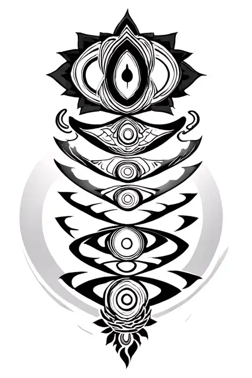 The Tattoo Depicts The Seven Chakras Where The Bottom Two Are Wrapped In Sound Vibrations