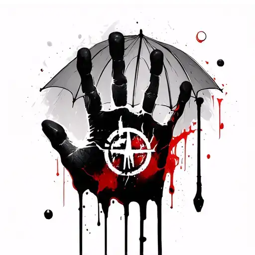 Bloody Handprint With The Umbrella Logo From Resident Evil