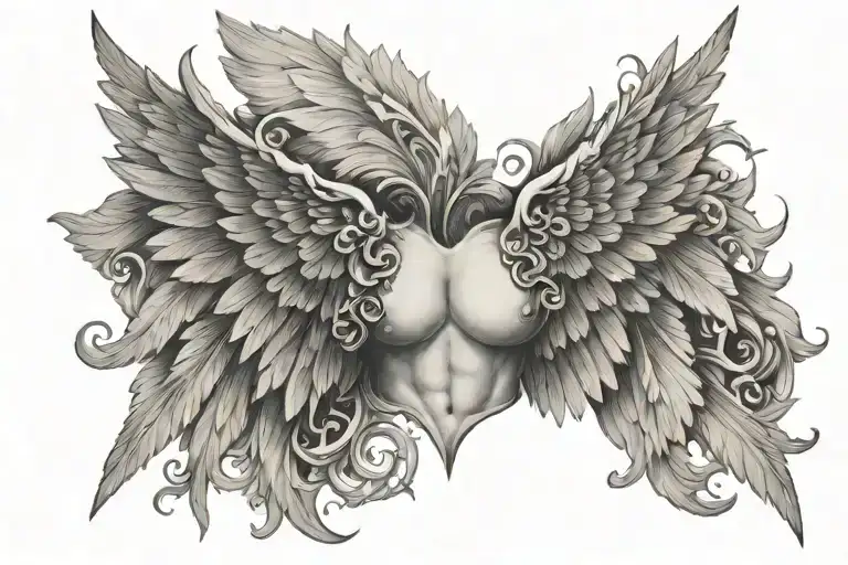 Angel Wings Chest Piece Incorporating Elements