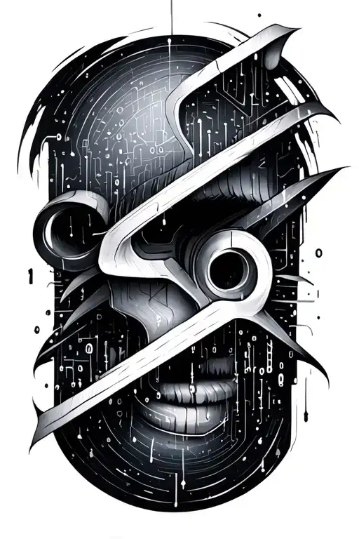 Tech Themed Tattoo With Binary And Coding Symbols