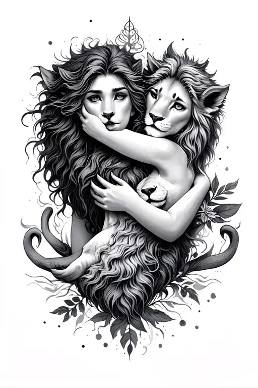 Aquarius Hugging The Leo With Spiritual And Nature