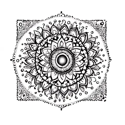 Full Front Leg Mandala Dot Tattoo Female