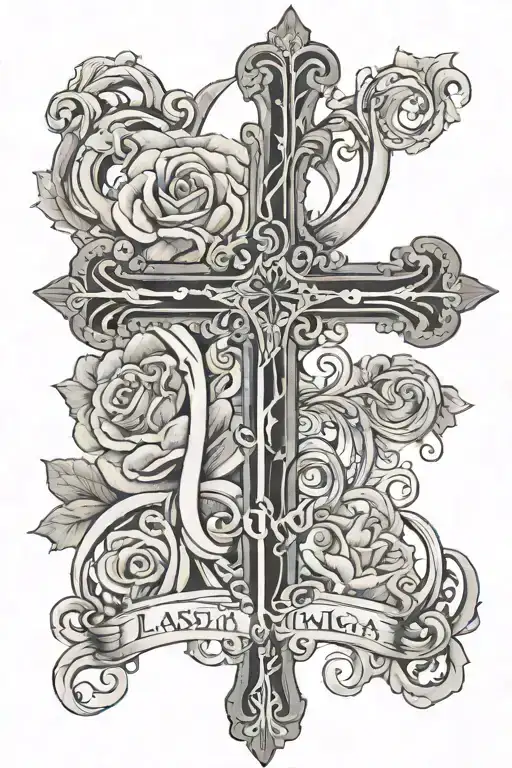 Cross With Last Name Written Zuniga