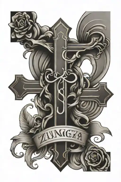 Jesus Cross With Last Name Written Zuniga