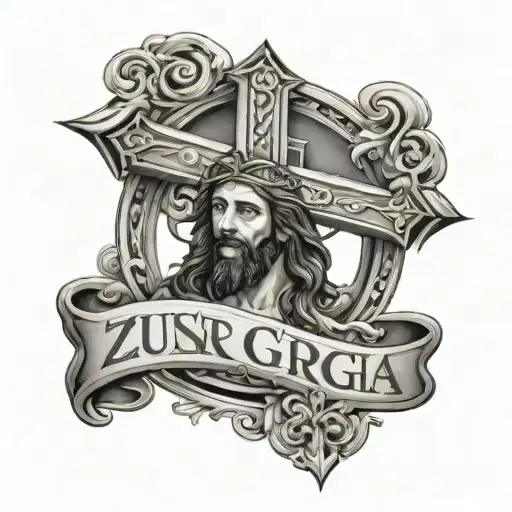 Jesus Cross With Last Name Written Zuniga