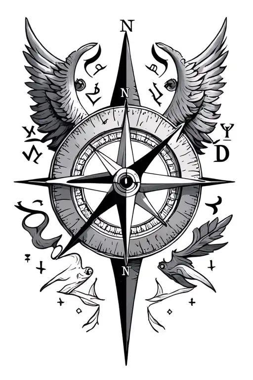 Nordic Compass With Runes For Travel