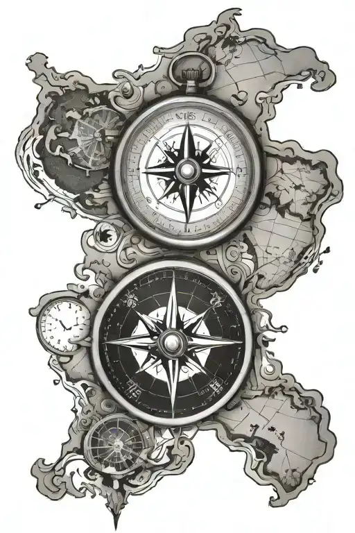 Compass On World Map