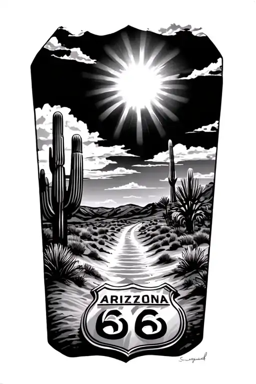 Rt 66 Arizona Deserts Sunlight
