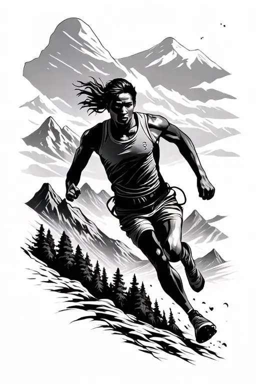 Runner And Mountains