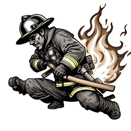 Firefighter Fighting With Fire