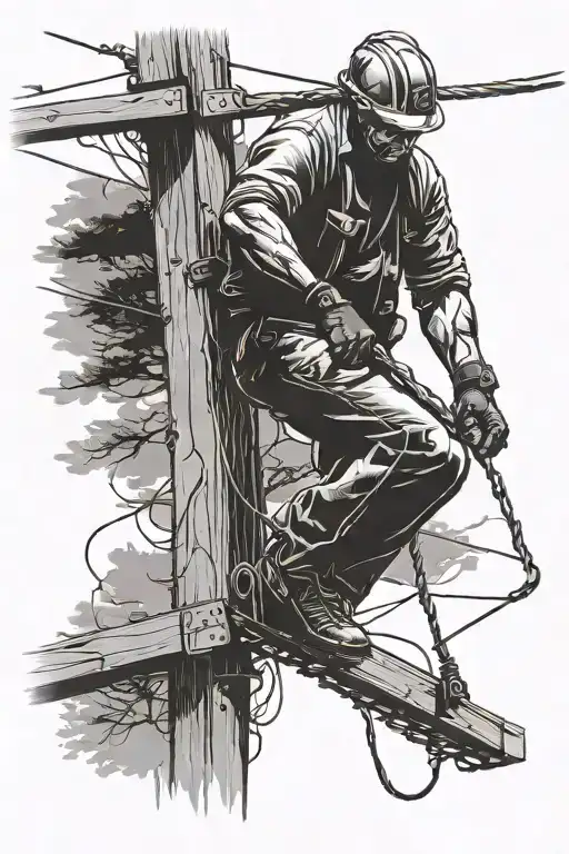 Lineman Working On A Powerline