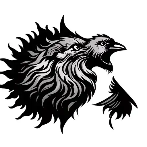 Sparrow And Lion In The Shape Of The Sun