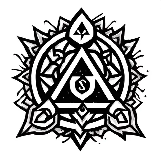 Zelda Tri Force Logo Mostly Linework But Some Shading And A Nod To Arcane Hyrulian Runes