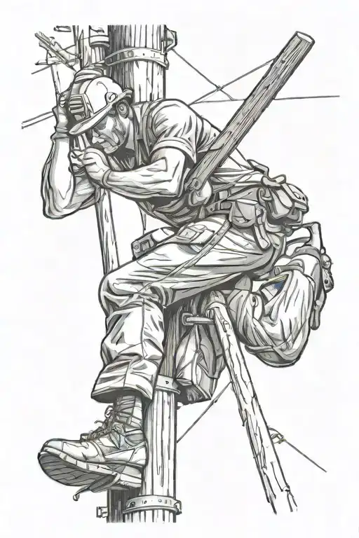Lineman Working On A Pole