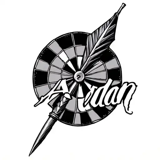 A Dart With Aedan Written Ontop Of It