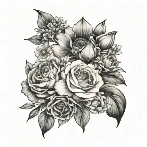 Shoulder Sleeve Of January June And November Birth Flowers