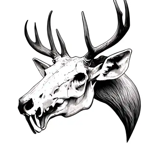 Realistic Deer Skull Soft Shading Front