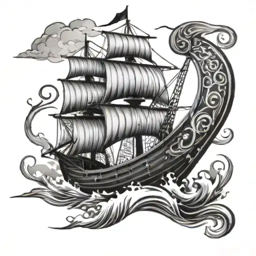 Viking Ship Sailing