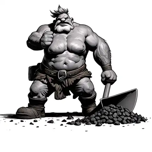 Obelix Shoveling Coal