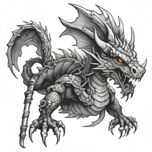 Horned Dragon Wrapped In A Stick