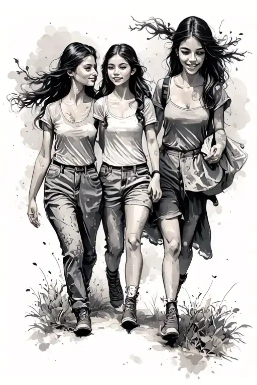 3 Daughters Walking Hand