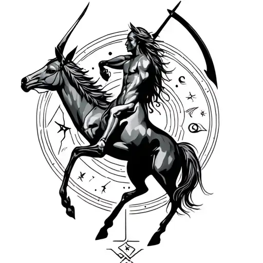 Sagittarius Zodiac Sign Standing On The Rear Legs