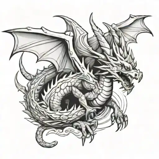 Horned Dragon Without Wings Flying