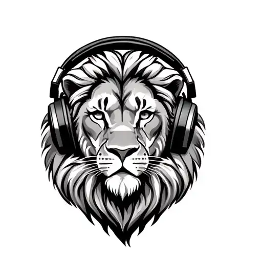 Lion With Headphones