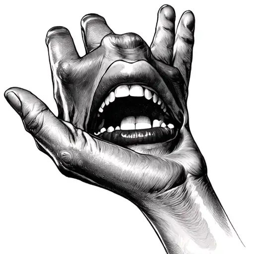 A Real Human Mouth On Hand