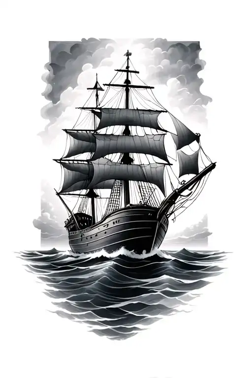 Sea And Sailing Ship