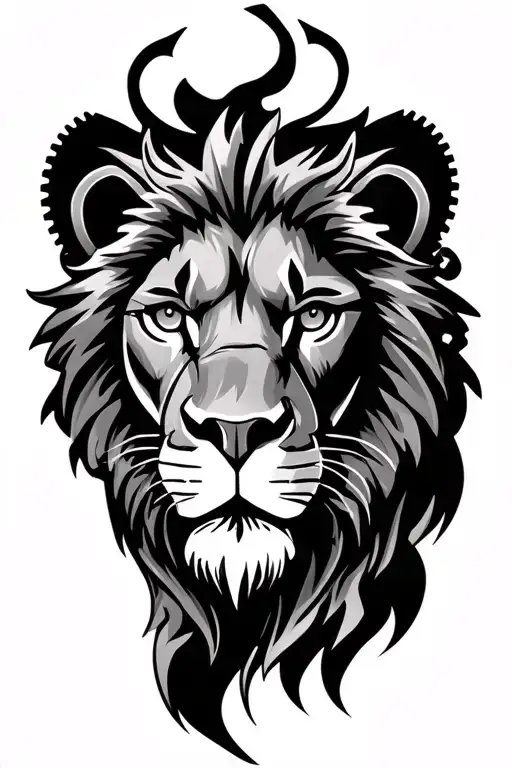 Lion Face And Mechanical Gears